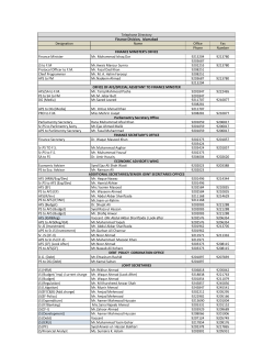 Designation Name Office Fax Phone Number Finance Minister Mr