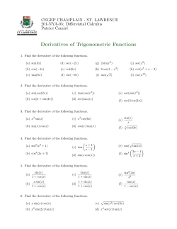 Derivatives of Trigonometric Functions
