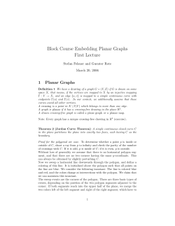 Block Course Embedding Planar Graphs First Lecture