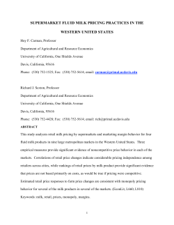 Supermarket Fluid Milk Pricing Practices in the Western United States