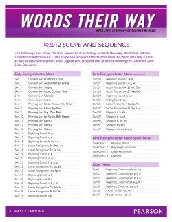 2012 SCOPE ANd SEquENCE