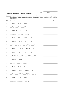 Chemistry: Balancing Chemical Equations
