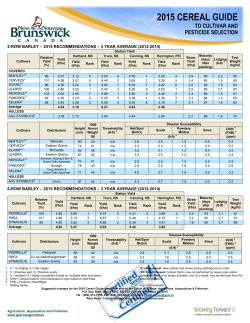 2015 Cereal Guide to Cultivar and