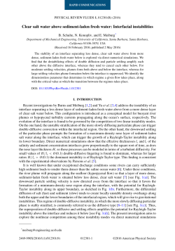 Clear salt water above sediment-laden fresh water: Interfacial