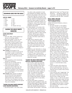 February 2014 &bull; Answers to Activity Sheets &bull; page 1 of 9