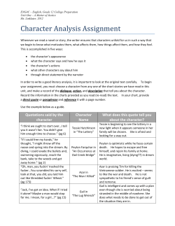 Character Analysis Assignment