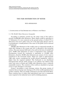 the fair distribution of water - Pontifical Academy of Sciences