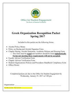Greek Organization Recognition Packet Spring 2017