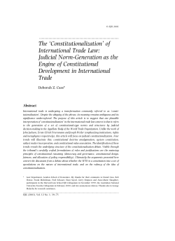 The `Constitutionalization` of International Trade Law: Judicial Norm