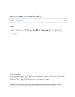 The Genesis of Augusto Roa Bastos` Yo el supremo