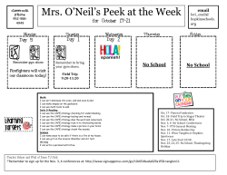 Mrs. O`Neil`s Peek at the Week