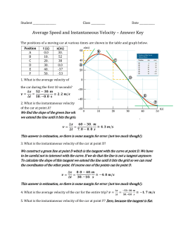 Average Speed and Instantaneous Velocity &ndash; Answer Key