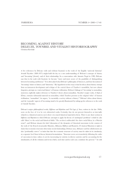 Becoming against History Deleuze, toynBee anD Vitalist