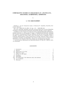 comparative studies in chelicerata iv. apatellata, arachnida