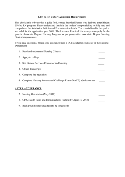 LPN to RN Cohort Admission Requirements 2017-2018