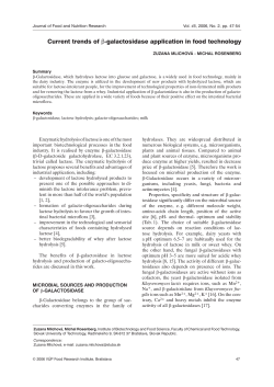 Current trends of &beta;-galactosidase application in food technology