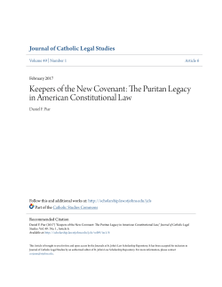The Puritan Legacy in American Constitutional Law