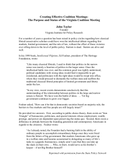 The Purpose and Status of the Virginia Coalition