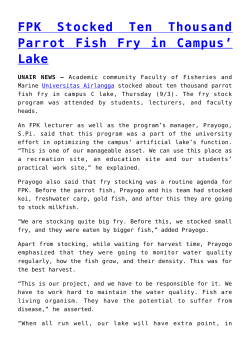 FPK Stocked Ten Thousand Parrot Fish Fry in Campus