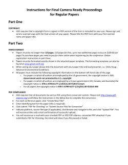 Instructions for Final Camera Ready Proceedings for Regular