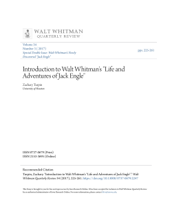 Introduction to Walt Whitman`s "Life and