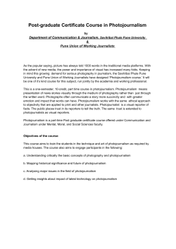 Syllabus : Post-graduate Certificate Course in Photojournalism