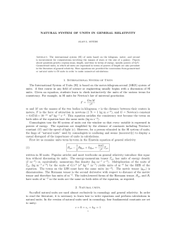 NATURAL SYSTEM OF UNITS IN GENERAL RELATIVITY 1