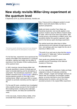 New study revisits Miller-Urey experiment at the quantum