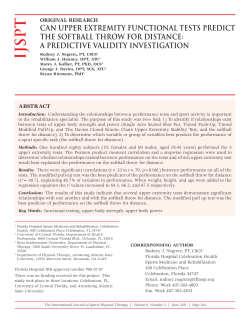 Can Upper Extremity Functional Tests Predict the Softball Throw for