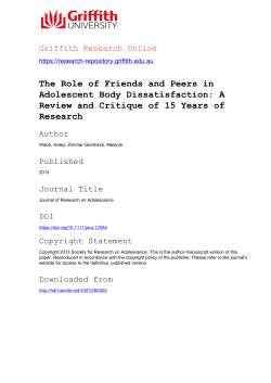 The Role of Friends and Peers in Adolescent Body Dissatisfaction: A