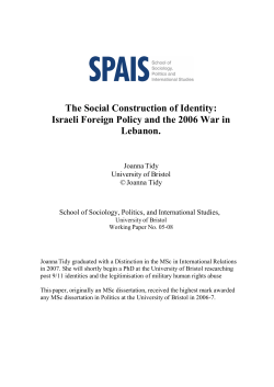 The Social Construction of Identity: Israeli Foreign Policy and the
