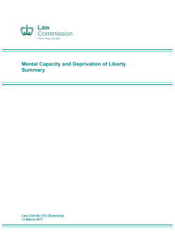 Mental Capacity and Deprivation of Liberty