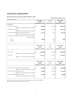 Financial Highlights for 3rd Quarter FY2016 - K-Line