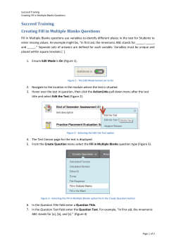 Succeed Training Creating Fill in Multiple Blanks Questions