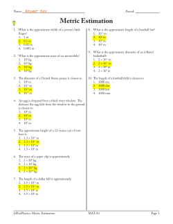 1 Metric Estimations KEY File