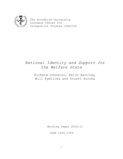 National Identity and Support for the Welfare State