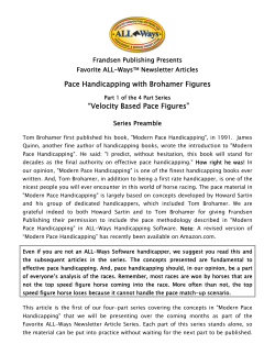 Pace Handicapping with Brohamer Figures