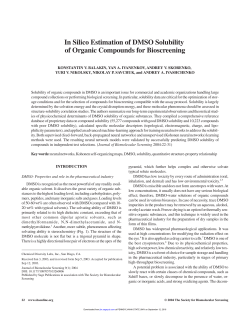 In Silico Estimation of DMSO Solubility of Organic Compounds for