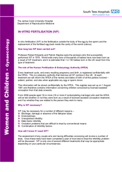 In-vitro fertilisation (IVF) - South Tees Hospitals NHS Foundation Trust