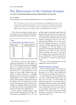 The Discoverers of the Osmium Isotopes