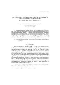 DIFFUSION COEFFICIENT OF POTASSIUM DIHYDROGEN