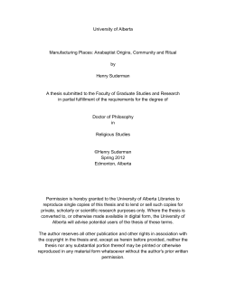 University of Alberta Manufacturing Places: Anabaptist Origins