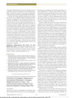 Predictors of Analgesic Response to Sympathetic