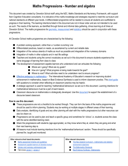 Maths Progressions Number and algebra