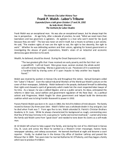 Frank P. Walsh Labor`s Tribune