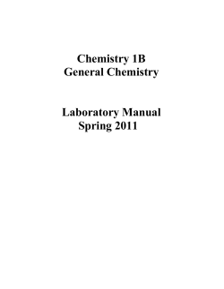 Chemistry 1B General Chemistry Laboratory