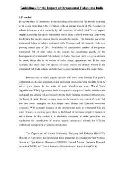 Guidelines for the Import of Ornamental Fishes into India