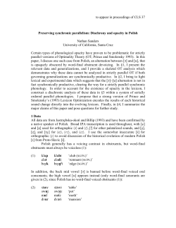 to appear in proceedings of CLS 37 Preserving