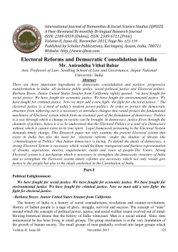 Electoral Reforms and Democratic Consolidation in India