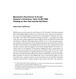Boccaccio`s Decameron 6.10 and Chaucer`s Canterbury Tales VI